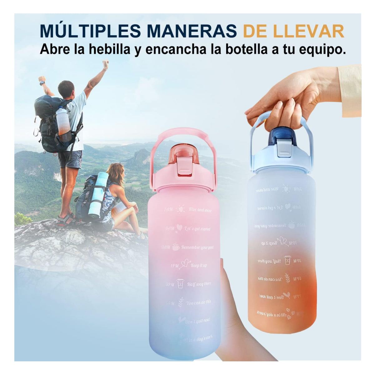 Botella Motivacional 2L Drevon® – Hidratación y Cero Fugas